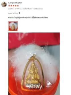 Amulet 18K Gold Thai Buddha Pendant Phra Chinnarat decorted CZ Stone real Frame