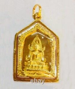 Amulet 18k Gold Pendant Talisman Holy Phra Buddha Chinnarat Thai Auspicious Fine
