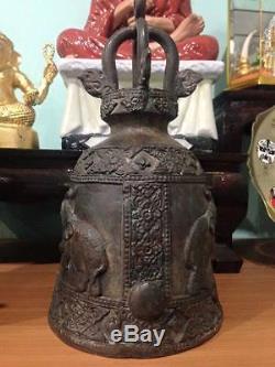 Amulet Bell Buddha Temple Hang Chime Sound Flower Clapper Elephant Vintage Style