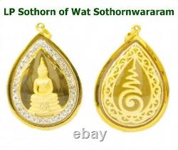Amulet Thai Buddha 22K Pendant Holy Luang Phor Sothorn Carved Fine Gold Jewelry