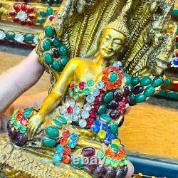 Ancient Buddha Statue Naga Eye Protection 7head Toh WatRaKang Thai Amulet #18199