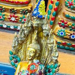 Ancient Buddha Statue Naga Eye Protection 7head Toh WatRaKang Thai Amulet #18199