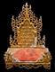 Ancient Burmese Buddha Altar Shelf Base Gold Plated Metal Wooden Amulet CK906