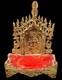 Ancient Burmese Buddha Altar Shelf Base Gold Plated Metal Wooden Amulet CK906