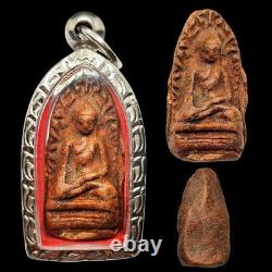 Ancient Phra Rod Wat Mahawan Hariphunchai Era Thai Buddha Amulet + Case