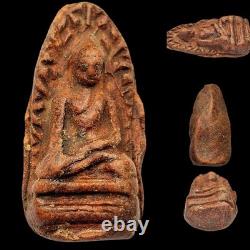 Ancient Phra Rod Wat Mahawan Hariphunchai Era Thai Buddha Amulet + Case