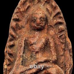 Ancient Phra Rod Wat Mahawan Hariphunchai Era Thai Buddha Amulet + Case