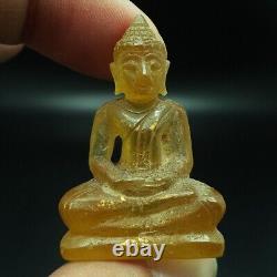 Ancient Yellow Gemstone Kru Hod Buddha Meditate North Shengmai Real Thai Amulet