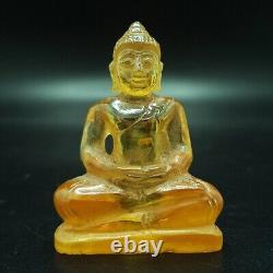 Ancient Yellow Gemstone Kru Hod Buddha Meditate Shengmai Real Thai Amulet #2