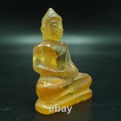 Ancient Yellow Gemstone Kru Hod Buddha Meditate Shengmai Real Thai Amulet #2