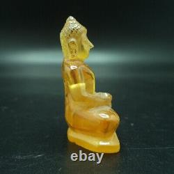 Ancient Yellow Gemstone Kru Hod Buddha Meditate Shengmai Real Thai Amulet #2