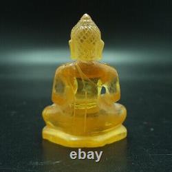 Ancient Yellow Gemstone Kru Hod Buddha Meditate Shengmai Real Thai Amulet #2