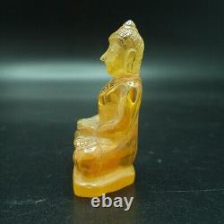 Ancient Yellow Gemstone Kru Hod Buddha Meditate Shengmai Real Thai Amulet #2