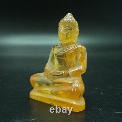 Ancient Yellow Gemstone Kru Hod Buddha Meditate Shengmai Real Thai Amulet #2