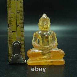 Ancient Yellow Gemstone Kru Hod Buddha Meditate Shengmai Real Thai Amulet #2