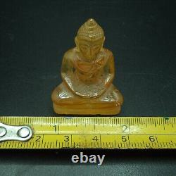 Ancient Yellow Gemstone Kru Hod Buddha Meditate Shengmai Real Thai Amulet #2