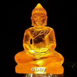 Ancient Yellow Gemstone Kru Hod Buddha Meditate Shengmai Real Thai Amulet #2