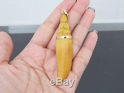 Antique 14K Solid Yellow Gold Carved Buddha Thai Amulet Pendant