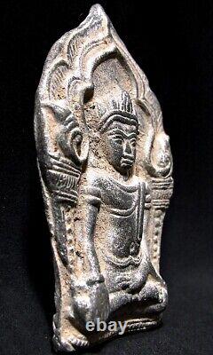 Antique 15/16th C Silver Buddha Phra Yod Khun Pol Figure Thai Amulet
