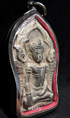 Antique 15/16th C Silver Buddha Phra Yod Khun Pol Figure Thai Amulet