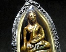 Antique 15th C, Bronze Chiang Saen Buddha Tripod Base Figure Thai Amulet