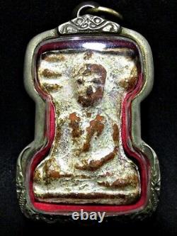 Antique 16th C Bronze Phra Mahaesuan Top 5 Nuea-Chin Figure Thai Buddha Amulet