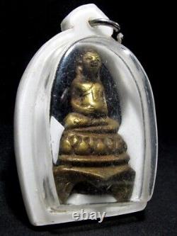 Antique 19th C Bronze Buddha Statue Phra Sangkajai Figure Thai Amulet
