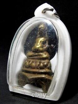 Antique 19th C Bronze Buddha Statue Phra Sangkajai Figure Thai Amulet