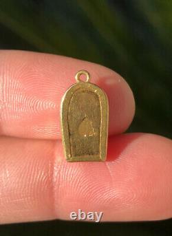 Antique 22k 23k 24k Solid Yellow Gold Case Buddha Thai Buddhism Amulet Pendant