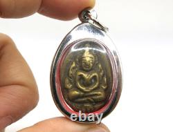 Antique Brass LP Boon Cast Thai Amulet Pendant Phra Buddha Chinnarat BE 2450