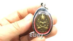 Antique Brass LP Boon Cast Thai Amulet Pendant Phra Buddha Chinnarat BE 2450