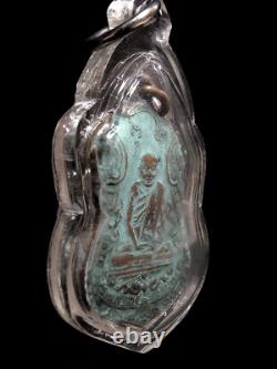 Antique Bronze Coin Statue Buddha LP Eiam Figure BE2467 Thai Amulet