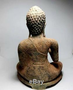 Antique Bronze Meditation Tawaravadee Buddha Statues Temple Thai Amulet Wealth