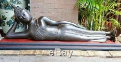 Antique Bronze Sleep Buddha Sukhothai Magnificent Thai Amulet Wealth Rare Statue