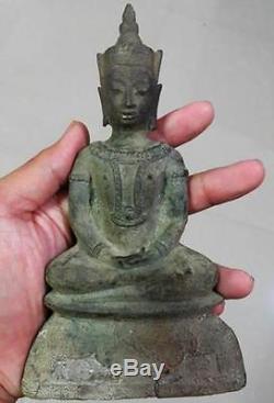 Antique Bronze Statues Buddha Ayuttaya C. 17th Thai Amulet