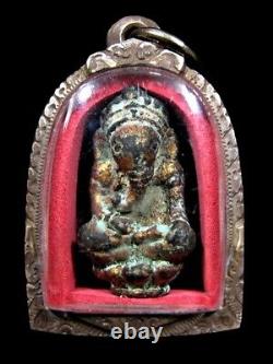 Antique Buddha Ganesha Figure Lopburi Period 15th C Thai Amulet