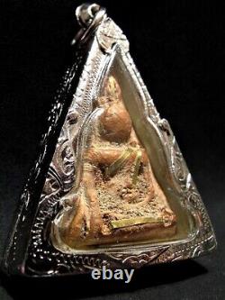 Antique Buddha Phra Nang Phaya gold sabai Lines Figure Thai Amulet