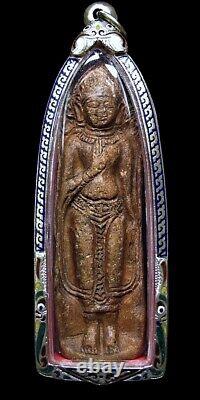 Antique Buddha Phra Ruang Sukhothai Figure Terracotta Thai Amulet 15th C