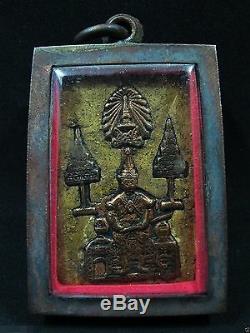 Antique Buddha Somdej Figure King Rama V On Throne Thai Amulet Pendant 19th C