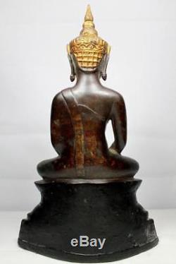 Antique Gilt Bronze Statues Buddha Ayutthaya C15 th Thai Amulets Fortune Rare