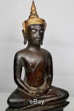 Antique Gilt Bronze Statues Buddha Ayutthaya C15 th Thai Amulets Fortune Rare
