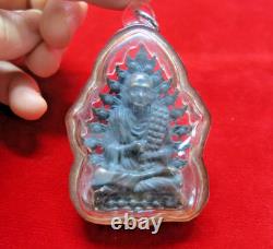 Antique Large Buddha Somdej Toh Thai Amulet Pendant Black Bronze Acrylic Case