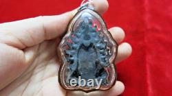 Antique Large Buddha Somdej Toh Thai Amulet Pendant Black Bronze Acrylic Case