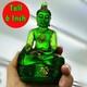 Antique Leklai Quartz Crystal Buddha Green Stone Statue KruHod Thai Amulet 18035