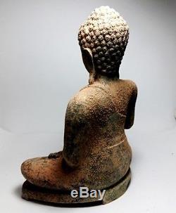 Antique Magnificent Bronze Buddha Art Dvaravati Asian Statues Thai Amulet
