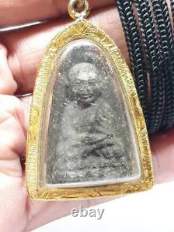 Antique Phra Lp Thuad Wat Changhai Black Sacred Herbs Thai Buddha Amulet Pendant