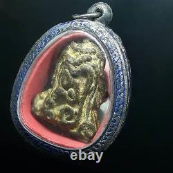 Antique Phra Pidta Buddha Vintage case Talisman Luck Money Thai Amulet Pendant