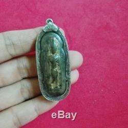 Antique Silver Case Buddha Phra Thung Setthi Pang Leela Thai Amulet Powerful Old