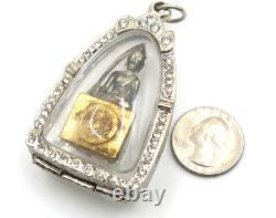Antique Silver Marnvichai Thai Buddha Amulet Pendant Ayutthaya Era 1900s Blessed
