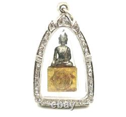 Antique Silver Marnvichai Thai Buddha Amulet Pendant Ayutthaya Era 1900s Blessed